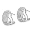 Sterling Silver Rhodium-plated CZ 5-row Omega Back C-Hoop Earrings - Birthstone Company