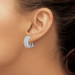 Sterling Silver Rhodium-plated CZ 5-row Omega Back C-Hoop Earrings - Birthstone Company