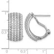 Sterling Silver Rhodium-plated CZ 5-row Omega Back C-Hoop Earrings - Birthstone Company