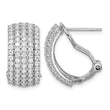 Sterling Silver Rhodium-plated CZ 5-row Omega Back C-Hoop Earrings - Birthstone Company