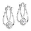 Sterling Silver Rhodium-plated CZ Double Hoop Earrings