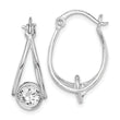 Sterling Silver Rhodium-plated CZ Double Hoop Earrings