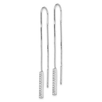 Sterling Silver Rhodium-plated CZ Threader Earrings - Birthstone Company