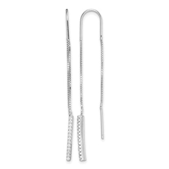 Sterling Silver Rhodium-plated CZ Threader Earrings - Birthstone Company