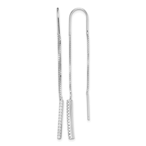 Sterling Silver Rhodium-plated CZ Threader Earrings - Birthstone Company