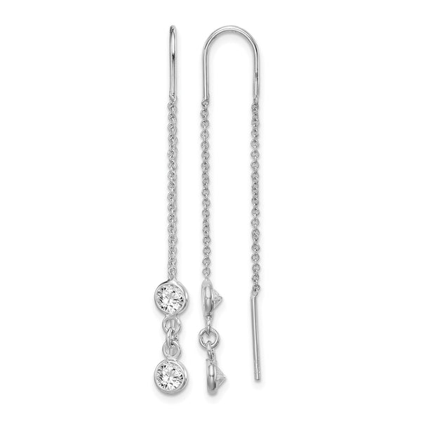 Sterling Silver Rhodium-plated CZ Threader Earrings - Birthstone Company