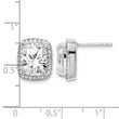 Sterling Silver RH-plated Polished 10x8mm Cushion CZ Halo Post Earrings - Birthstone Company