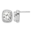 Sterling Silver RH-plated Polished 10x8mm Cushion CZ Halo Post Earrings - Birthstone Company