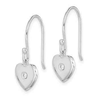 Sterling Silver Rhodium-plated CZ Heart Dangle Earrings - Birthstone Company