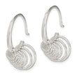 Sterling Silver Polished & Diamond-cut Circles Dangle Hoop Earrings