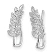 Sterling Silver Rhodium-plated Polished & Textured Leaf Ear Climber Earring - Birthstone Company