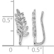 Sterling Silver Rhodium-plated Polished & Textured Leaf Ear Climber Earring - Birthstone Company