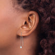 Sterling Silver Rhodium-plated CZ Bezel Chain Threader Earrings - Birthstone Company