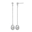 Sterling Silver Rhodium-plated 7-8mm Grey Teardrop Freshwater Cultured Pearl Post Dangle Earrings - Birthstone Company