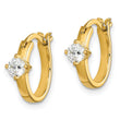 Sterling Silver Gold-tone Square CZ Hoop Earrings