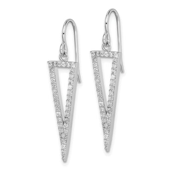 Sterling Silver Rhodium-plated Polished CZ Triangle Dangle Earrings - Birthstone Company