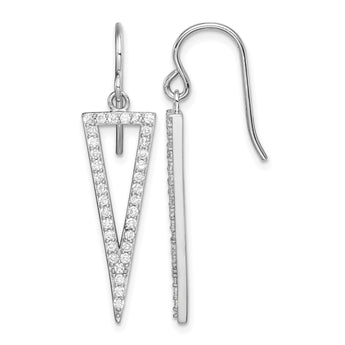 Sterling Silver Rhodium-plated Polished CZ Triangle Dangle Earrings - Birthstone Company