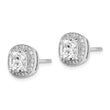 Sterling Silver RH-plated Polished & Textured 6mm CZ Halo Post Earrings - Birthstone Company