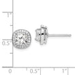 Sterling Silver RH-plated Polished & Textured 6mm CZ Halo Post Earrings