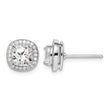 Sterling Silver RH-plated Polished & Textured 6mm CZ Halo Post Earrings - Birthstone Company