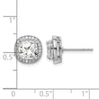 Sterling Silver RH-plated Polished & Textured 7mm CZ Halo Post Earrings - Birthstone Company
