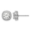 Sterling Silver RH-plated Polished & Textured 7mm CZ Halo Post Earrings - Birthstone Company