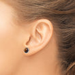 Sterling Silver Rhodium-plated Polished 7mm Tiger's Eye Post Earrings