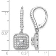 Sterling Silver Rhodium-plated Polished CZ Square Leverback Earrings - Birthstone Company
