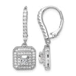 Sterling Silver Rhodium-plated Polished CZ Square Leverback Earrings - Birthstone Company