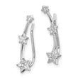 Sterling Silver Rhodium-plated Polished CZ Three Star Ear Climber Earrings - Birthstone Company