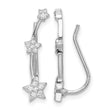 Sterling Silver Rhodium-plated Polished CZ Three Star Ear Climber Earrings - Birthstone Company