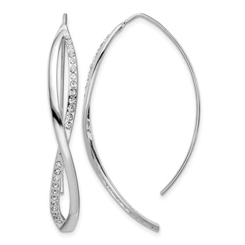 Sterling Silver Rhodium-plated CZ Twisted Threader Earrings - Birthstone Company