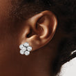 Sterling Silver Rhodium-plated Polished Beaded Post Earrings