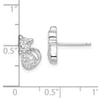 Sterling Silver Rhodium-plated Polished CZ Cat Post Earrings