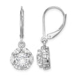 Sterling Silver Rhodium-plated Polished 6mm CZ Halo Leverback Earrings - Birthstone Company