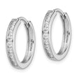 Sterling Silver Rhodium-plated CZ 3x16mm Hinged Hoop Earrings