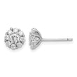 Sterling Silver Rhodium-plated Polished CZ Halo Post Earrings - Birthstone Company