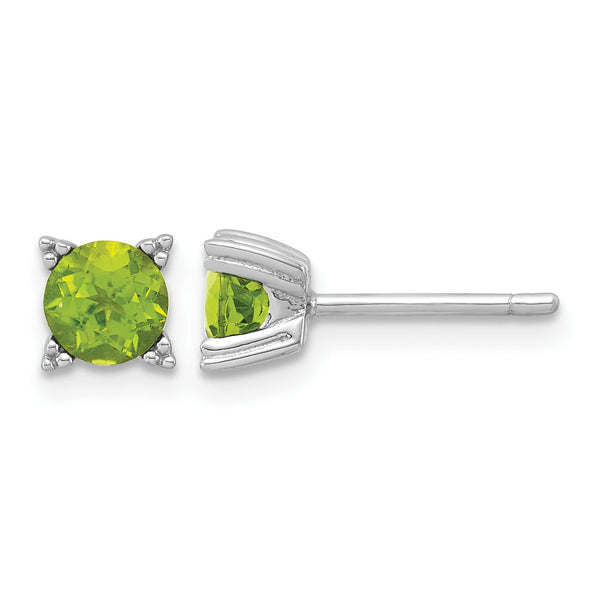 Sterling Silver Rhodium-plated Round 5mm Peridot Post Earrings - Birthstone Company