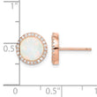 Sterling Silver Rose-Tone Created Opal & CZ Round Halo Post Earrings - Birthstone Company