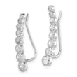 Sterling Silver Rhodium-plated Polished Graduated CZ Ear Climber Earrings - Birthstone Company