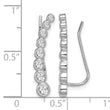Sterling Silver Rhodium-plated Polished Graduated CZ Ear Climber Earrings - Birthstone Company