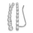 Sterling Silver Rhodium-plated Polished Graduated CZ Ear Climber Earrings - Birthstone Company
