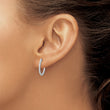 Sterling Silver Rhodium-plated CZ In/Out Hinged Hoop Earrings - Birthstone Company
