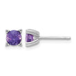 Sterling Silver Rhodium-plated Round 5mm Amethyst Post Earrings - Birthstone Company