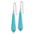 Sterling Silver RH-pltd Polished Imitation Turquoise Point Dangle Earrings - Birthstone Company