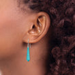 Sterling Silver RH-pltd Polished Imitation Turquoise Point Dangle Earrings - Birthstone Company