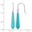 Sterling Silver RH-pltd Polished Imitation Turquoise Point Dangle Earrings - Birthstone Company