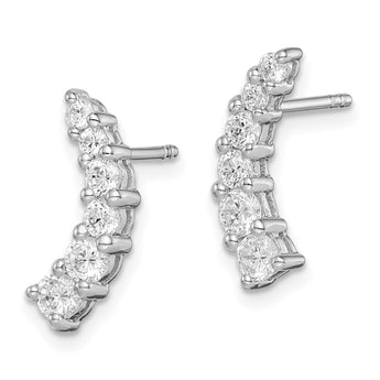 Sterling Silver Rhodium-plated Graduated CZ Curved Post Earrings - Birthstone Company