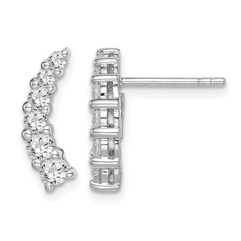 Sterling Silver Rhodium-plated Graduated CZ Curved Post Earrings - Birthstone Company
