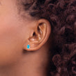 Sterling Silver RH-plated Polished Blue Created Opal Oval Stud Earrings - Birthstone Company